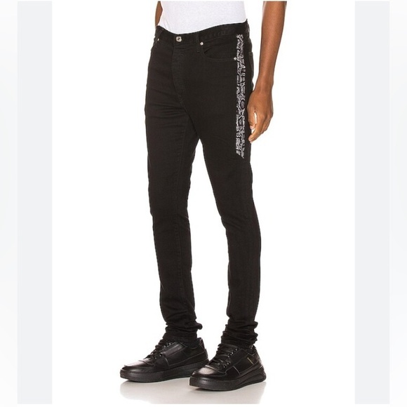 Keiser Clark Racer Denim Jeans Black faux python detailing - Picture 8 of 12